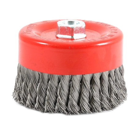 Forney Cup Brush, Knotted, 6 in x .020 in x 5/8 in-11 Arbor 72756